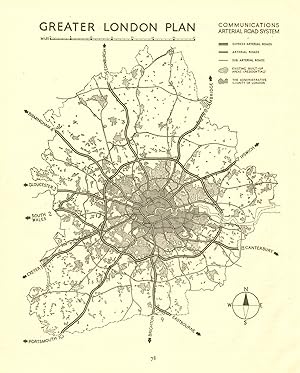 Bild des Verkufers fr Greater London Plan; Communications. Arterial road system zum Verkauf von Antiqua Print Gallery