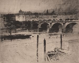 Image du vendeur pour Waterloo bridge", Percy Robertson, R.E. From a proof kindly lent by the Artist mis en vente par Antiqua Print Gallery