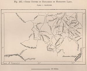 Chief routes of explorers in Monbuttu Land