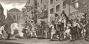 Seller image for Hudibras. The burning of the Rumps at Temple Bar; "And to the largest Bonfire riding they've roasted cook already, and pride in;" for sale by Antiqua Print Gallery