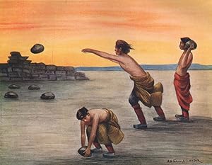 Bild des Verkufers fr Tibetan games. Stone-throwing zum Verkauf von Antiqua Print Gallery