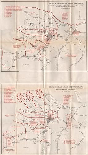 Map showing the posts of the Garrison force in Tokyo and outlying districts where Martial Law was...