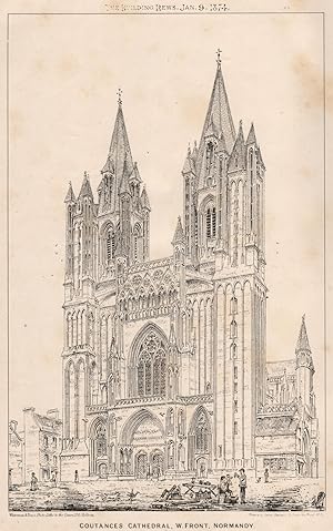 Coutances Cathedral, W. front, Normandy