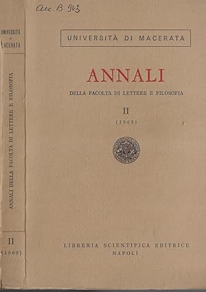 Immagine del venditore per Universit di Macerata annali della facolt di lettere e filosofia II 1969 venduto da Biblioteca di Babele