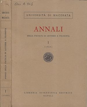 Immagine del venditore per Universit di Macerata annali della facolt di lettere e filosofia I 1968 venduto da Biblioteca di Babele