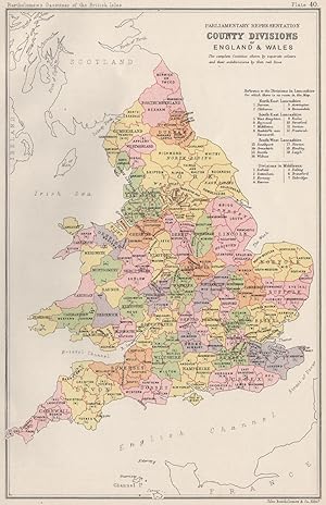 Parliamentary representation County divisions of England & Wales
