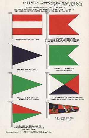 Immagine del venditore per The British Commonwealth of Nations The United Kingdom; Commander of a Corps; Divisional Commander; Brigade Commander; District Commander (Major General); Area and Sub-District Commander (Brigadier); Commander of Head Quarters Communications Zone in the Field; Brigadier in Command of Headquarters Communications or Base Area; The Master Gunner St. James's Park venduto da Antiqua Print Gallery