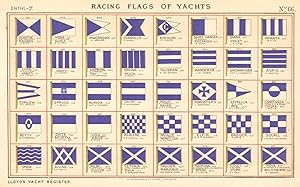 Imagen del vendedor de Racing Flags of Yachts - Iolanthe W.M. MacLardy, Pleiades, W. Evans - Mona, T.F. Knowles, Gurly, E. Starck - Wacondah H. Doscher - Svanhild, C. Ekvall - Eidolon, H.F. Crosby - Skirt Dancer, W. Dorgan, Piccaniny, E. Dixon - Diana, Violet, J.R. Kirby - Infanta, J.B. Mills - Lyra, D. Finlayson, Vashti, C.W. Morgan - Vashti, C. Morgan - Lapwing, A.T. Parker, Toy, J.N. McCammond - Brena, Nesta, G.R. Cox - Talisman, R. Lee-Barber - Wanderer, J. Lee-Barber - Sacharissa, Capt J.H. Anderson - Aspic, H. Danflou - Curlew, W.L. Brooks - Spruce, J.A. Brand - Almida, Capt E.P. Stewart - Daisy, D. McPherson - Maud, W.H. Stanley, Naiad, G.W.M. Gleeson - Nordstern, J. Sakowski - Estrella, C.D. Luz, Iris, G. Lilienthal - Constanza, Marquis G.A. Raggi, Chispa, I. Gutte - Betty, G.S. Osborne - Chita, E. Darsons, Nyleptha, S. Wooden Sen - Lulu, W.B. Anderson, Sirius, D. Young - Azalene, M.R. Roberts. Jun - Natalie, J. Chiazzari, Nancy Lee, E. Philippi - Elfin, G.W.M. Gleeson - Badger, G. Coats - Squall, Vi a la venta por Antiqua Print Gallery