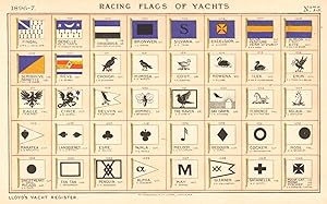 Seller image for Racing Flags of Yachts - Fingal, Cte E.J. Reveliere - Bebelle, Mqs. De Torey & Vic De Gault Saussine - T. Crocodile, L D'Oylycarte & G.F. Eyre - Bronwen, J.H. Burton - Silvana, D.C. Teves - Excelsior, W.B. Cooper - Silva, Venture, Vera, Viva A.H.E. Wood - Almida, A. Scott, Kite Lt. Col.R.B. Baker - Semibreve, Nanette Lt. Col. J.R. Gibbs - Rve, J.B. Beardo - Chough, E.B. Beauchamp - Mimosa, A.K. Barlow - Coot, C.E. Cummins - Rowena, D. Sillars - Ilex, W. Van W. Vander Gracht - Erin, F.K. Terry & A. Gollin - Eagle, T.R. Blamey - Circe, A.G. Gerra - Delvyn, M.R. Schuyler - Hommel, A. Waterkeyn - The Raven, E.K. Corbin - Day Dawn, C.H. Hutchins - Florence T. & W.M. Potter - Aglaia, J. Hamilton - Maratea, E.D. Benjamin - Lansquenet, W.N. Stewart - Esme, H. Wolton - Njala, T.S. Peace - Melody, A.D. Williamson - Bedouin, F. Evans - Cocker, J.C. MacNaughtan - Rose, H.H. Brindley - Sweetheart, L. Israel, Micado, J.H. Plaw - Fan-Tan, C. Henderson - Penguin, V.M. Anderson - Alpha, H. Schubert - for sale by Antiqua Print Gallery