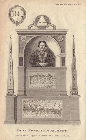 Image du vendeur pour [Alexander] Nowell's Dean Monument, [Dean of St. Paul's (ob. 1601) formely in the old Cathedral Church, London]. mis en vente par Antiqua Print Gallery