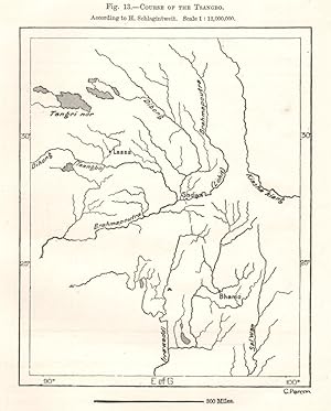 Course of the Tsangbo according to H.Schlagintweit