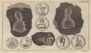 Fig 1 & 2. [Flint Stone, the streaks in which resemble the outlines of a bust of a person]. Fig 3...