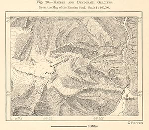 Kazbek and Devdoraki Glaciers. From the Map of the Russian Staff
