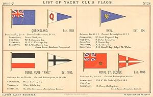 List of Yacht Club Flags - Queensland, Est. 1885 - Rhyl, Est. 1894 - Segel Club "Rhe.", Est. 1855...