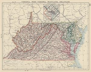 Virginia, West Virginia, Maryland, Delaware; Inset map of District of Columbia