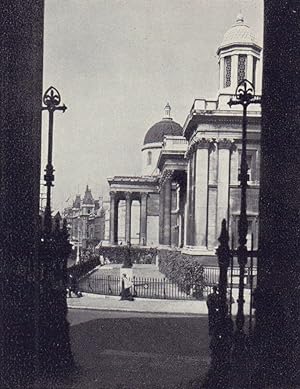 Seller image for The National Gallery, Trafalgar Square, seen from the steps of the Church of St. Martin-in-the-Fields for sale by Antiqua Print Gallery