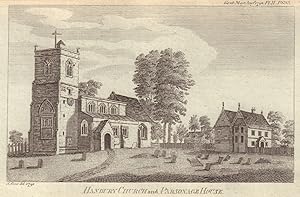 [View of the] Hanbury Church and Parsonage House, [in Staffordshire]