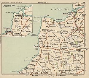 [Hartland/North Cornwall road map. Padstow Clovelly Bude Holsworthy Newquay Bideford Boscastle]