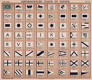 Seller image for Distinguishing Flags of Yachts - Grunau, C. Spindler - Dolphin Zara, G.F. Watson - Nora, J. Pidsley - Thea, J. Wolf Jr - Eileen IV, N.N. Wadia - Dorothy, P.W. Rodger - Cassandra, J. Clark-Neill - Falken, Sigval Bergesen - Sula, H.H. Brindley - Shrimp, W.E. Ledger - Kneila, R.C. Ross - Thresher, Dr. F. Fresson - Aslog, K. Ljungberg - Sidora, Silda, A.F. Perez - Maori, J.A. Gardiner - Geisha, E. Scougall, Cerigo, E.B. Turner - Titania, J. Olsen, Jutta Carlota, Kaiserl-Marine Schule - Wym, R.R. Kennedy - Island Home, Lt. Col. T.B. Wire. V.D - Tertius, S. Cowan - Polaris, Y.C. Argentino - Vida, R. Kerrison - Stella, J. Chaumet - Mermaid, A. Martin - Anni, J. Kraus - Alexandra, A. Keiller - Linda, H. Waage - Isabel IV, Comm. A.F. Turner - Kate C.J. Williams, The Ketch, Kenneth M. Clark - Avis, G.F. Law - Hermes II, I.A. Lovitt - Mo-Run, L.M. Torin - Rachel, T. Campbell - Victor, E. Thie - Xanthe, The Hon. Mr. Justice Channell - Olwen, H. Von Rettig - Thelma, Dr A. MacCormick, Nord, Segel Cl for sale by Antiqua Print Gallery