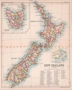 New Zealand; Inset Map of Tasmania