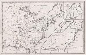 United States According to the Treaty of Peace 1783; Inset Map of Maine 1755 from Mitchells Map, ...