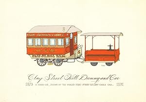 Seller image for Clay Street Hill Dummy and Car - 1873-1891. A horse car, drawn by the world's first street railway cable car for sale by Antiqua Print Gallery