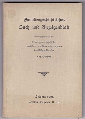 Imagen del vendedor de Familiengeschichtliches Such- und Anzeigenblatt 2. (5.) Jg. 1926 a la venta por Kultgut