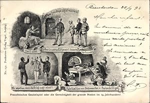 Imagen del vendedor de Ansichtskarte / Postkarte Franzsisches Gaukelspiel, Die Gerechtigkeit der Grande Nation im 19. Jahrhundert a la venta por akpool GmbH