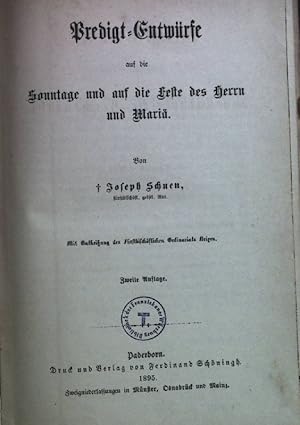 Seller image for Predigt-Entwrfe auf die Sonntage und auf die Feste des Herrn und Mari. Predigt-Entwrfe fr das katholische Kirchenjahr. 1.Band, 1.Teil for sale by books4less (Versandantiquariat Petra Gros GmbH & Co. KG)