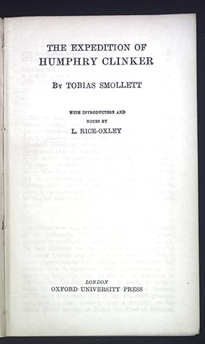 Bild des Verkufers fr The Expedition of Humphry Clinker. zum Verkauf von books4less (Versandantiquariat Petra Gros GmbH & Co. KG)