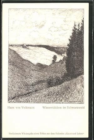 Bild des Verkufers fr Knstler-Ansichtskarte Hans von Volkmann: Wiesentlchen im Schwarzwald zum Verkauf von Bartko-Reher