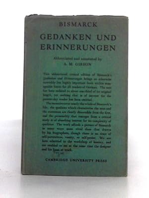 Imagen del vendedor de Bismarck Gedanken Und Erinnerungen a la venta por World of Rare Books