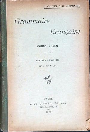 Bild des Verkufers fr Grammaire Francaise. Cours moyen zum Verkauf von Librodifaccia