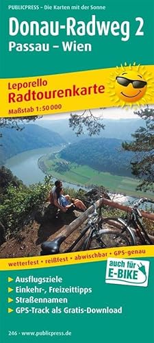 Bild des Verkufers fr PublicPress Radwanderkarte Donau-Radweg. Passau - Wien. Leporello : mit Ausflugszielen, Einkehr- & Freizeittipps, wetterfest, reissfest, abwischbar, GPS-genau. 1:50000. auch fr E-Bike zum Verkauf von AHA-BUCH GmbH