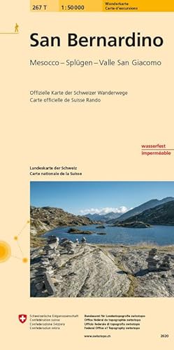 Bild des Verkufers fr Swisstopo 1 : 50 000 San Bernardino : Splgen - Rheinwald - Val Mesolcina. Offizielle Wanderkarte der SAW zum Verkauf von AHA-BUCH GmbH