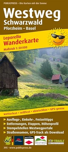 Bild des Verkufers fr Wanderkarte Westweg Schwarzwald, Pforzheim - Basel 1 : 50 000 : Mit Ausflugszielen, Einkehr- & Freizeittipps, GPS-genau zum Verkauf von AHA-BUCH GmbH