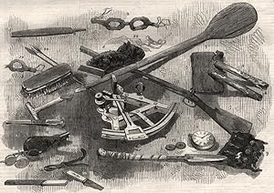 1. Paddle; 2. Goggles found in boat; 3. Blade of paddle; 4. Cases in which the MS. was found; 5. ...