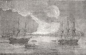 Destructive fire at Verna: French line-of-battle ship "Bayard"; Conflagration at Varna; H.M. Frig...
