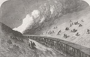 Goods-train on fire run into by an express mail-train on the Caledonian Railway