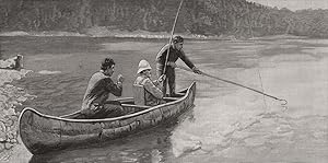 On the Restigouche: gaffing from a boat - Salmon-fishing in North America