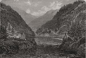 Wire suspension bridge over the Fraser River, British Columbia