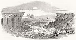 Destruction of the Crows-Mills viaduct of the Midland Railway, near Leicester - Floods in the Mid...