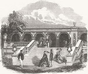 Royal Horticultural Society's Gardens, South Kensington: Steps from one of the central arcades to...