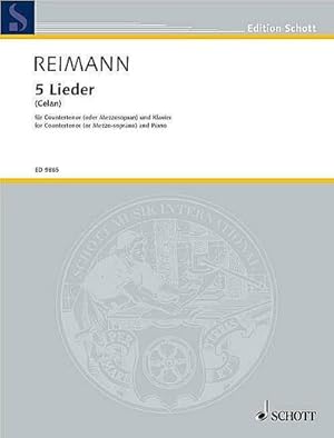 Bild des Verkufers fr Fnf Lieder nach Gedichten von Paul Celan, fr Countertenor (oder Mezzo-Sopran) und Klavier zum Verkauf von AHA-BUCH GmbH