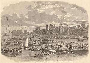 The female Blondin crossing the Thames from Battersea to Cremorne on a tight rope