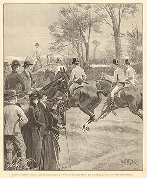 House of Commons' steeplechase at Rugby, March 29.- rush at the first fence: Mr. A.E. Pease, M.P....