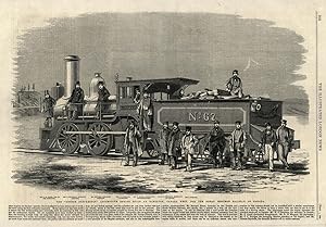 The "George Stephenson" locomotive engine built at Hamilton, Canada west, for the Great Western R...
