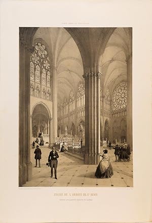 Bild des Verkufers fr Lithographie originale. Eglise de l'Abbaye de Saint Denis. Intrieur avec la nouvelle disposition des tombeaux. Paris dans sa splendeur. (1863 ou 1868) zum Verkauf von Librairie Lis Tes Ratures