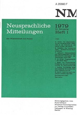 Bild des Verkufers fr Neusprachliche Mitteilungen aus Wissenschaft und Praxis. 1979. 32. Jahrgang Heft 1. zum Verkauf von La Librera, Iberoamerikan. Buchhandlung