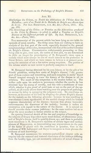 Image du vendeur pour The Semeiology of the Urine ; or Treatise on the Alterations produced in the Urine by Disease ; to which is added a Treatise on Bright's Disease at the different periods of Life. An uncommon original article from the British and Foreign Medical Review, 1842. mis en vente par Cosmo Books